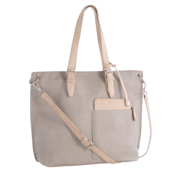 Shiraleah Handbags - SHIRALEAH • Grey Pebbled Leather Chicago Tote Shoulder Crossbody Bag Purse